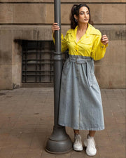 Yellow Denim Midi-Dress