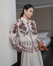 Brown Embroidery Shirt