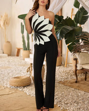 BLACK & WHITE FLOWER JUMPSUIT