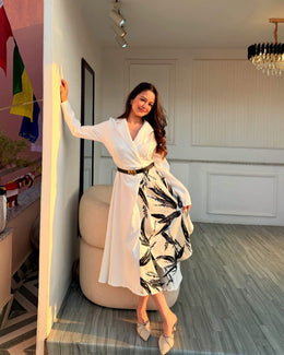 White dress with belt